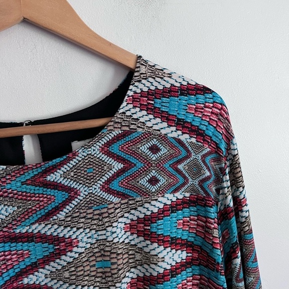 Misa Los Angeles Snake Print Prism Slinky Swing Long Sleeve Dress Plus Size 1X - Picture 4 of 7